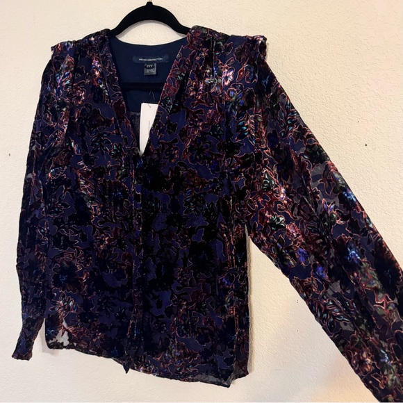 NEW French Connection Indigo Hayden Burnout Top Size 8 Women’s Medium - Picture 10 of 13